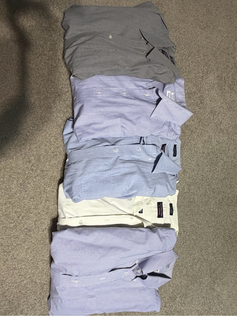 5 Roundtree and Yorke Men's Button-Up Dress Shirts- Light Blue, gray, beige